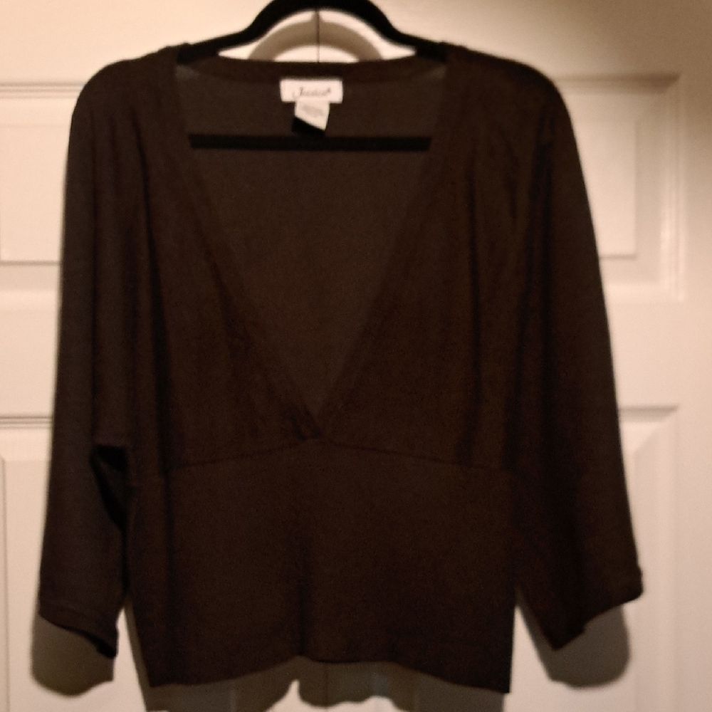Jessica Chocolate Brown Knit Top The neck in winged arms